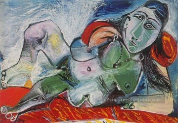 Cubisme œuvres - Nu couch au collier 1968 cubiste